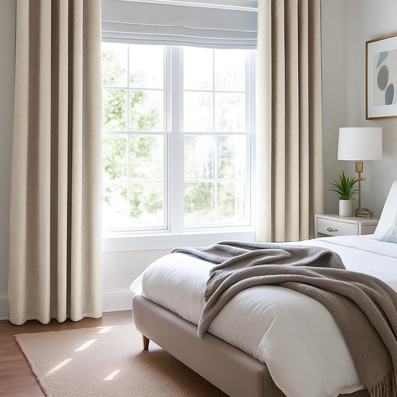 Deconovo Linen 100% Blackout Grommet Curtains for Bedroom and Living Room,Flaxen,52x72 inches,2 Panels - Image 3